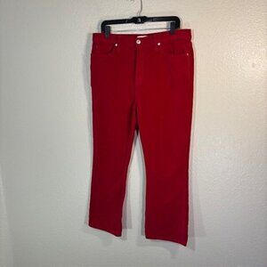 Re/Done Jeans Womens 32 Straight Leg Red Velvet Pants 27" Inseam